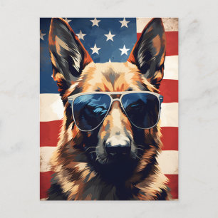 Deutscher Schäferhund 4. Juli Unabhängigkeitstag Postkarte