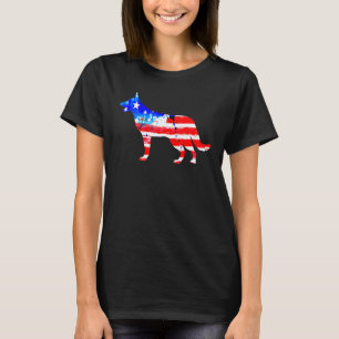 Deutscher Schäferhund 4. Juli Wasserfarbe Amerikan T-Shirt