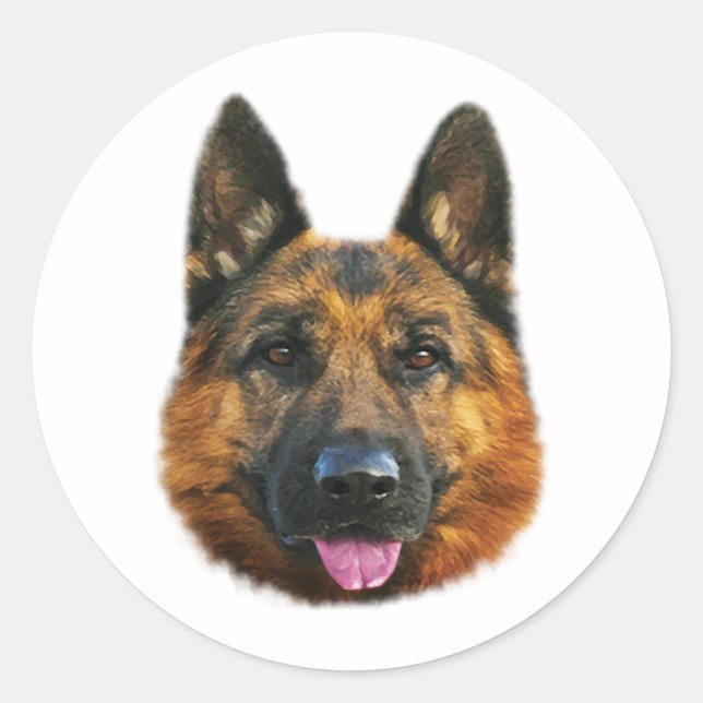 Deutscher Schäferhund Alsatian K-9 Hund Runder Aufkleber (Vorderseite)