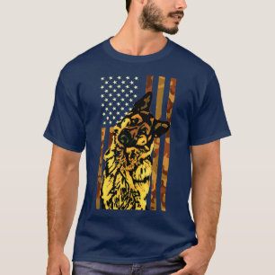 Deutscher Schäferhund American Camouflage Flag Hun T-Shirt