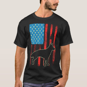 Deutscher Schäferhund Amerikanische Flagge 4. Juli T-Shirt