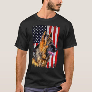 Deutscher Schäferhund Amerikanische Flagge Deutsch T-Shirt