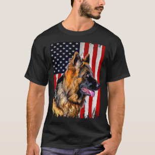 Deutscher Schäferhund Amerikanische Flagge Deutsch T-Shirt