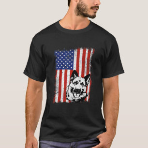 Deutscher Schäferhund Amerikanische Flagge Hund T-Shirt