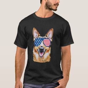Deutscher Schäferhund Amerikanische Flagge Patriot T-Shirt