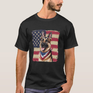 Deutscher Schäferhund Amerikanische Flagge Patriot T-Shirt