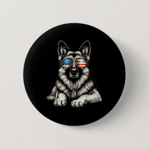 Deutscher Schäferhund Amerikanische Flagge Sungles Button