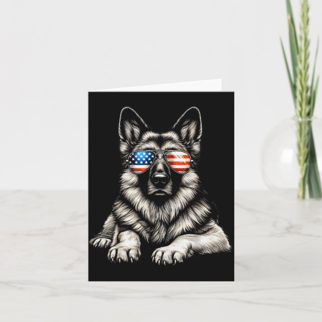 Deutscher Schäferhund Amerikanische Flagge Sungles Karte (Vorderseite)
