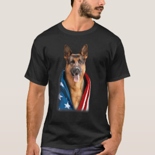Deutscher Schäferhund Amerikanische Flagge Unabhän T-Shirt