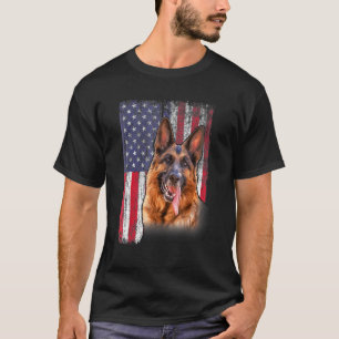 Deutscher Schäferhund Amerikanische USA-Flagge 4. T-Shirt