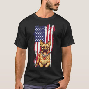 Deutscher Schäferhund Amerikanische USA-Flagge 4. T-Shirt