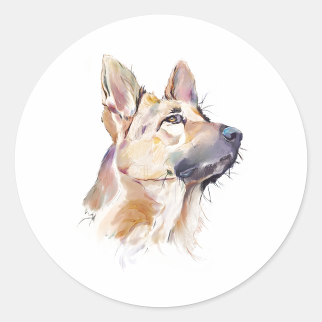 Deutscher Schäferhund Aquarell, Aufkleber (Vorderseite)