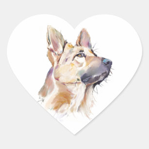 Deutscher Schäferhund Aquarell, Aufkleber
