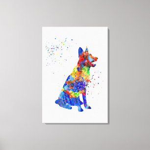 Deutscher Schäferhund, Aquarell Leinwanddruck