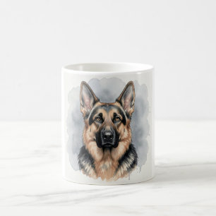 Deutscher Schäferhund Aquarell-Porträt Kaffeetasse