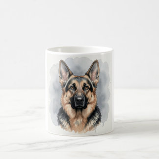 Deutscher Schäferhund Aquarell-Porträt Kaffeetasse