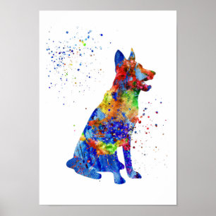Deutscher Schäferhund, Aquarell Poster