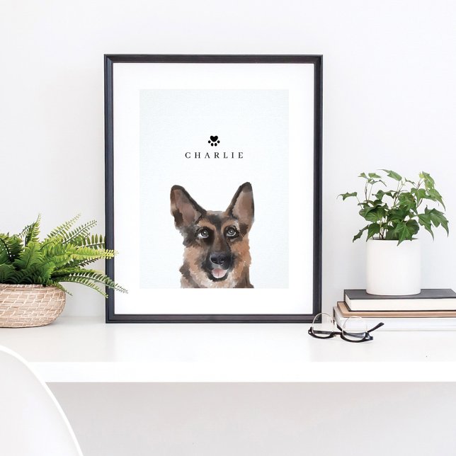 Deutscher Schäferhund Aquarellbilder Name des Hund Poster (Von Creator hochgeladen)