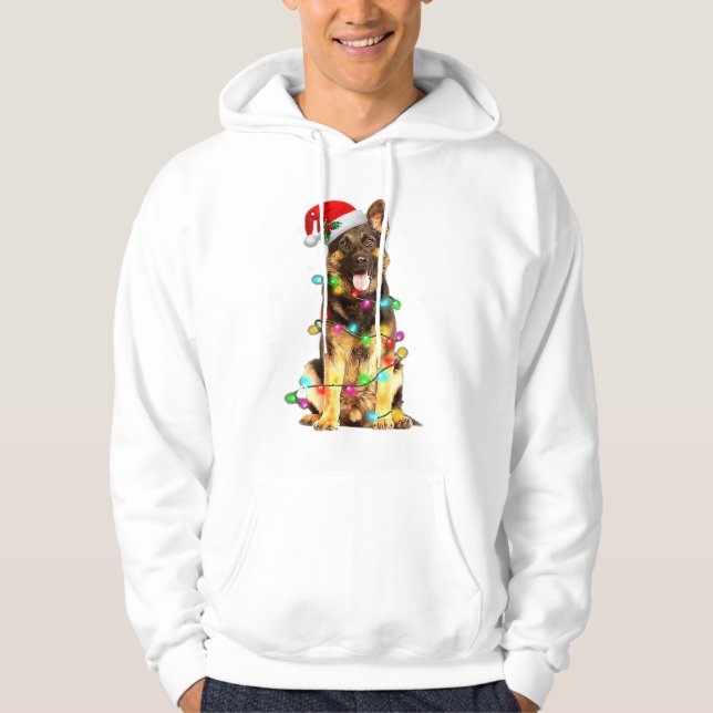 Deutscher Schäferhund Baum Weihnachtspullover Xmas Hoodie (Vorderseite)