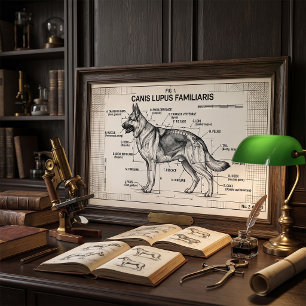 Deutscher Schäferhund Bauplan Poster