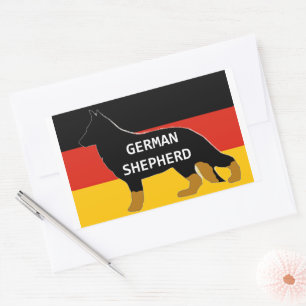 Deutscher Schäferhund Bi-Farben-Name Silhouette Rechteckiger Aufkleber