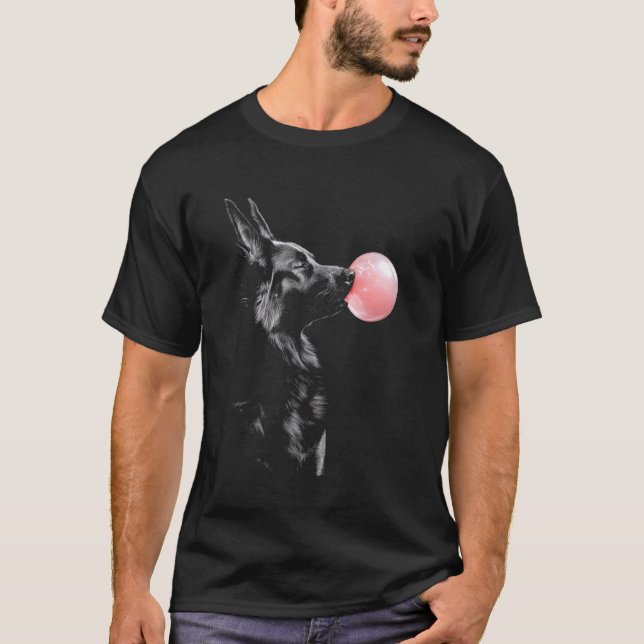 Deutscher Schäferhund bläst Kaugummi T-Shirt (Vorderseite)