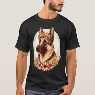Deutscher Schäferhund Blumenkrone Hunderasse Flora T-Shirt