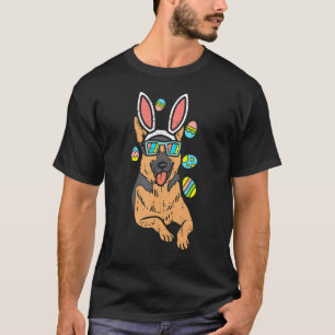 Deutscher Schäferhund Bunny Brille Ostern Eier K9  T-Shirt
