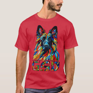Deutscher Schäferhund Buntes Mosaik Kunst T-Shirt