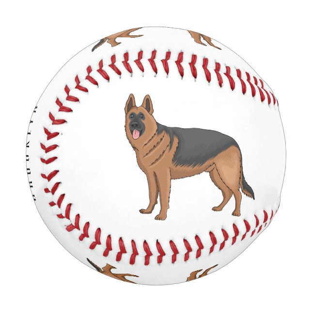 Deutscher Schäferhund-Cartoon Baseball (Vorderseite Links)