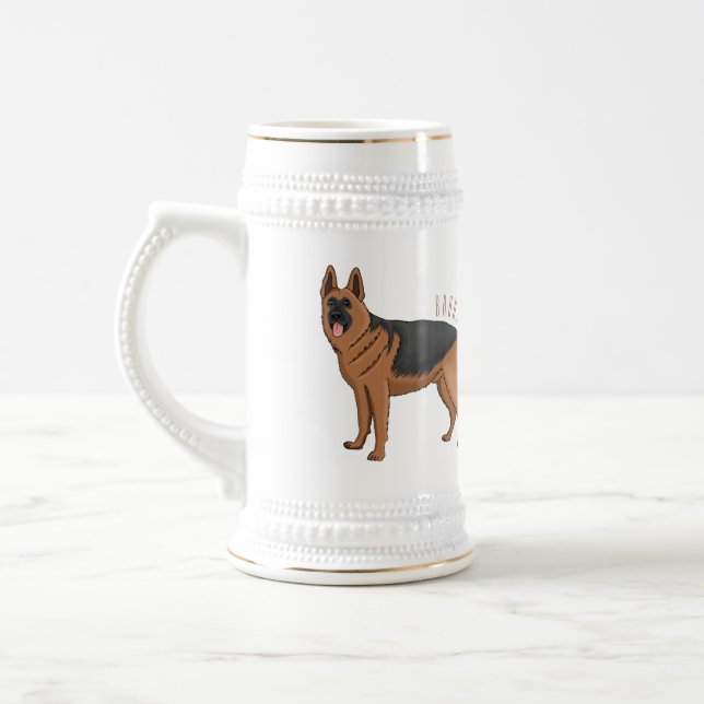 Deutscher Schäferhund-Cartoon Bierglas (Links)