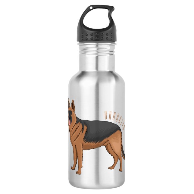 Deutscher Schäferhund-Cartoon Edelstahlflasche (Vorderseite)