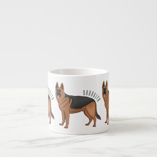 Deutscher Schäferhund-Cartoon Espressotasse (Vorderseite)