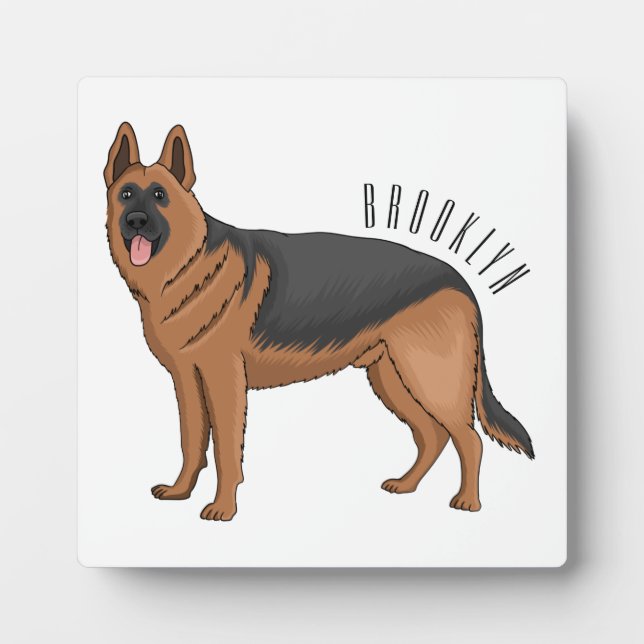 Deutscher Schäferhund-Cartoon Fotoplatte (Vorderseite)