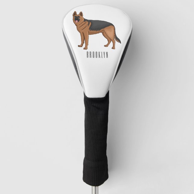 Deutscher Schäferhund-Cartoon Golf Headcover (Vorderseite)