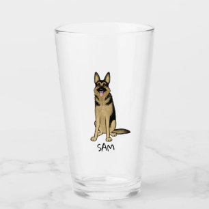 Deutscher Schäferhund Cartoon Personalisiert GSD Glas