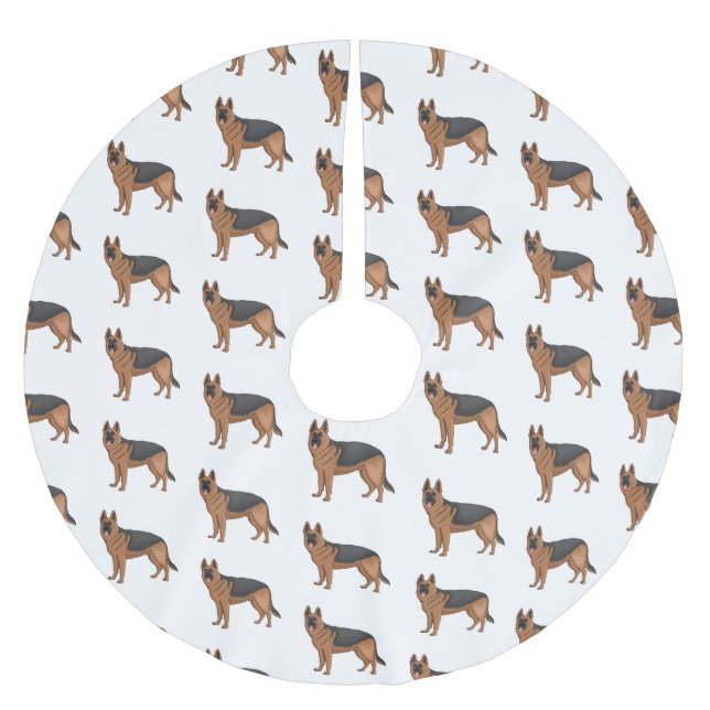 Deutscher Schäferhund-Cartoon Polyester Weihnachtsbaumdecke (Vorderseite)