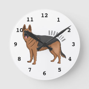 Deutscher Schäferhund-Cartoon Runde Wanduhr