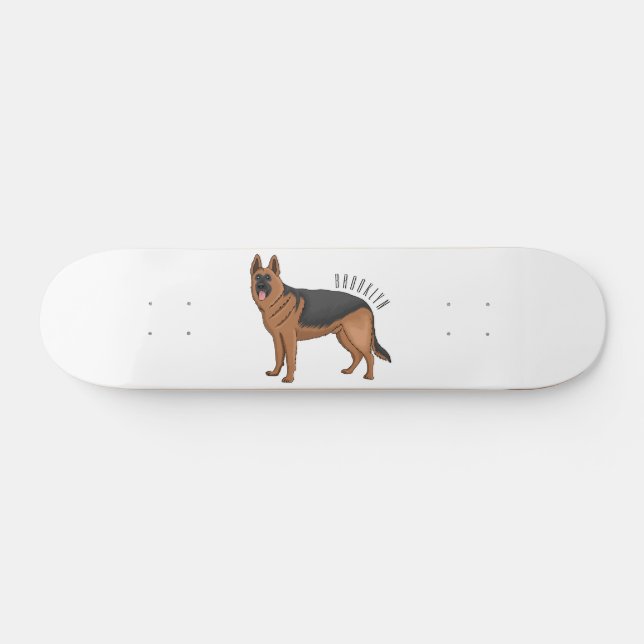 Deutscher Schäferhund-Cartoon Skateboard (Horizontal)