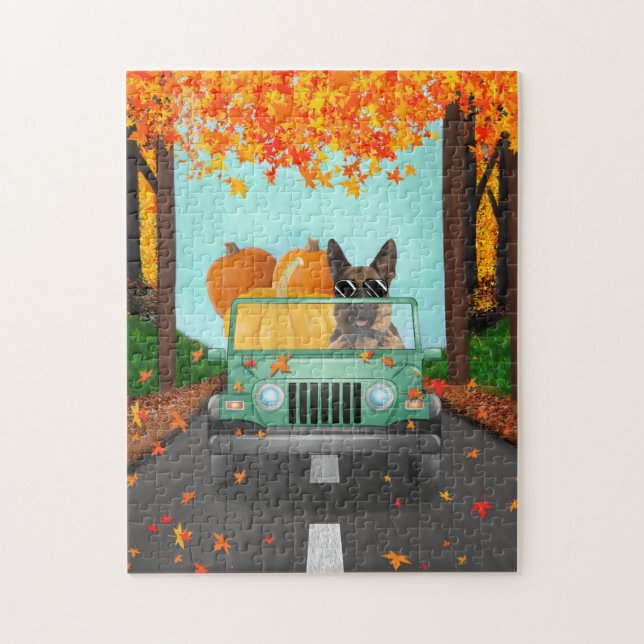 Deutscher Schäferhund Dog Fall Pumpkin Puzzle (Vertikal)