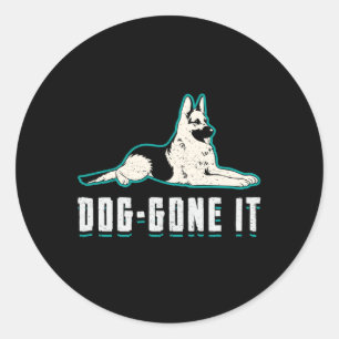 Deutscher Schäferhund-Dog-Gone Es Hunde Vintage Lu Runder Aufkleber