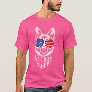 Deutscher Schäferhund Dog Patriotic 4. Juli Amerik T-Shirt