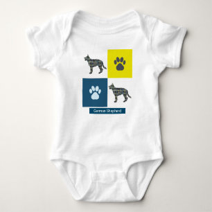 Deutscher Schäferhund Dog & Paw Y&B Grid Square Baby Strampler