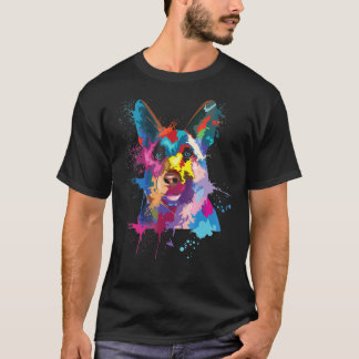 Deutscher Schäferhund Dog Splash Art T-Shirt