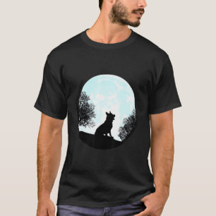 Deutscher Schäferhund Dog Wolf Moon Niedliche Silh T-Shirt