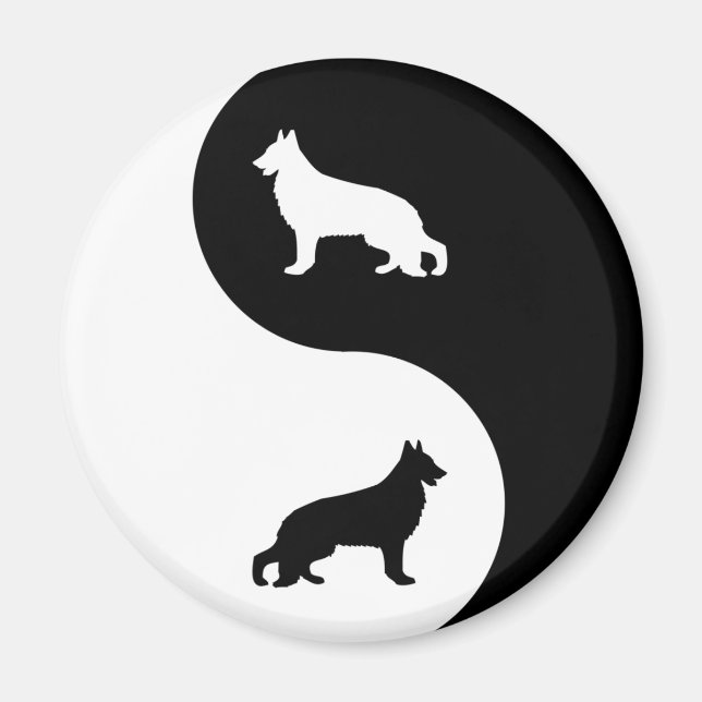 Deutscher Schäferhund Dog Yin Yang Magnet (Vorne)