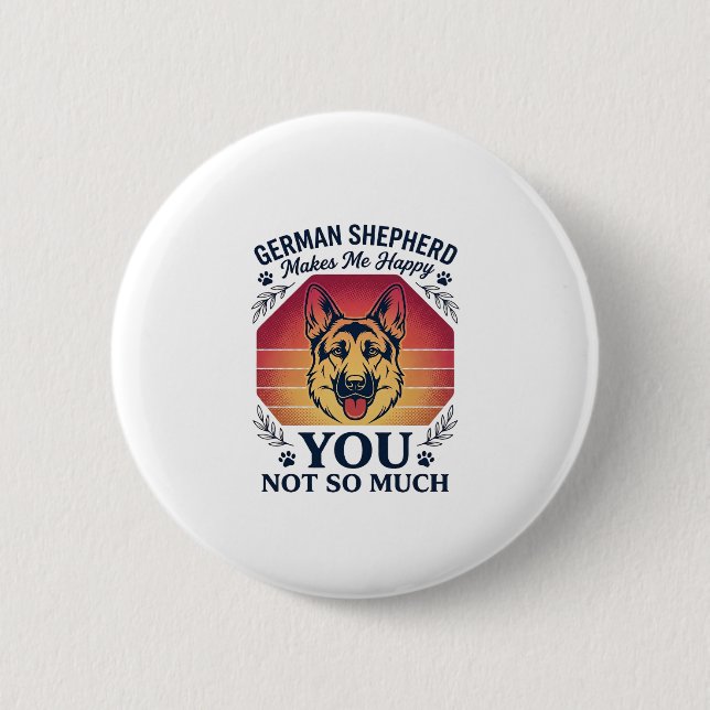 Deutscher Schäferhund Du Hund Retro Sonnenuntergan Button (Vorderseite)