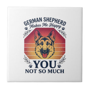 Deutscher Schäferhund Du Hund Retro Sonnenuntergan Fliese