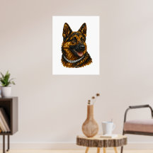 Deutscher Schäferhund Edelstein-Mosaik Luxus