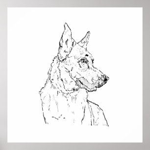 Deutscher Schäferhund Elsässer Hund Kunst Poster